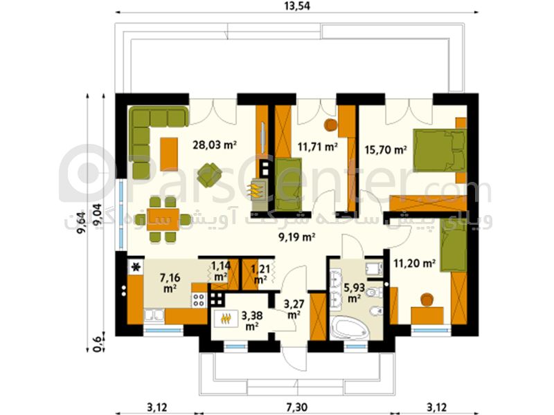 ویلای ال اس اف- سه خواب 98 متر مربعی یک طبقه