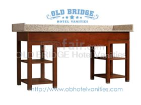 hotel bathroom vanity with wood legs
