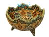 3 Fruit bowl ceramic base with enamel designs on pottery
