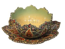 Enamel bowls and plates on clay