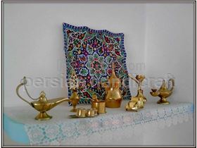 Plate with a height of 30 cm with a square wave of ceramic enamel technique